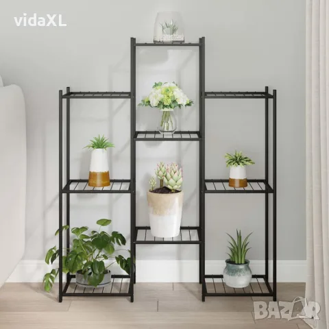 vidaXL Стойка за цветя, 83x25x100 см, черна, желязо, снимка 2 - Саксии и кашпи - 56147157