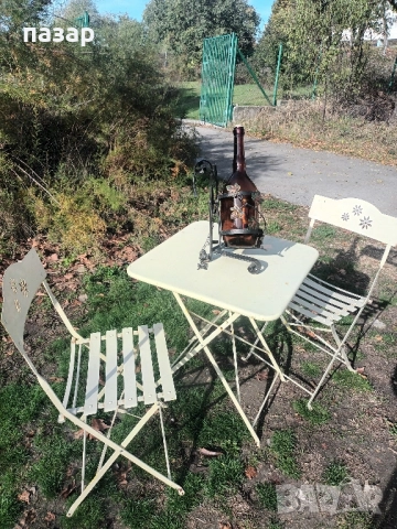 Маса с два стола метален комплект сгъваем, снимка 6 - Други стоки за дома - 52243360