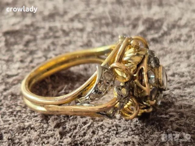 18 карата ЗЛАТЕН с диаманти КРАСИВ ЕЛЕГАНТЕН СТИЛЕН ПРЪСТЕН злато, снимка 9 - Пръстени - 47546941