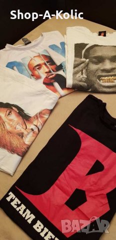Justin Bieber, ASAP ROCKY, Rihanna, Tu Pac Crewneck T-Shirts, снимка 1 - Тениски - 29672648