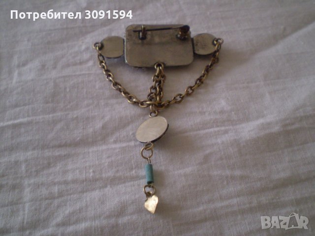 УНИКАЛНА АНТИЧНА БРОШКА С СИН КАМЪК, снимка 3 - Други ценни предмети - 33742587