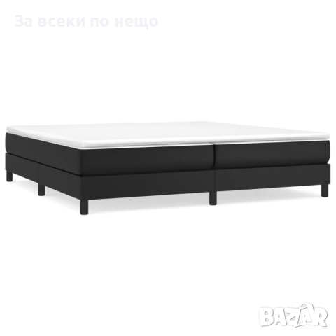 Боксспринг легло с матрак, черно, 200x200 см, изкуствена кожа, снимка 1 - Спални и легла - 44679679