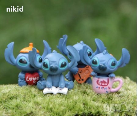 4 бр малки Стич Stitch фигурки пластмасови PVC за игра и украса торта топер фигурка, снимка 3 - Фигурки - 21168703