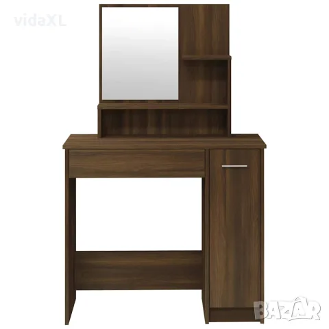 vidaXL Тоалетка с огледало, Кафяв дъб, 86,5x35x136 см, снимка 6 - Тоалетки - 56148058