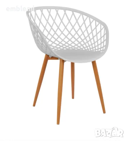 Стол трапезен ARMCHAIR ARIADNE HM8001 бял с кафеви крачета, снимка 3 - Столове - 47537318