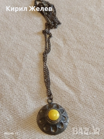 СТАР ЕТНО АРТ БРОНЗОВ МЕДАЛЬОН с БРОНЗИРАНА СТОМАНЕНА ВЕРИЖКА 31369