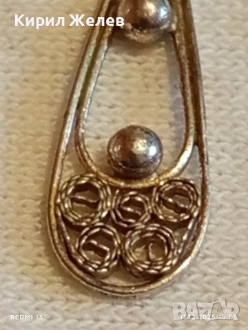 ВЪЗРОЖДЕНСКИ СТИЛ СРЕБЪРНА ВИСУЛКА ФИЛИГРАННА ИЗРАБОТКА с ГРАНУЛАЦИЯ 52428, снимка 6 - Колиета, медальони, синджири - 52737304