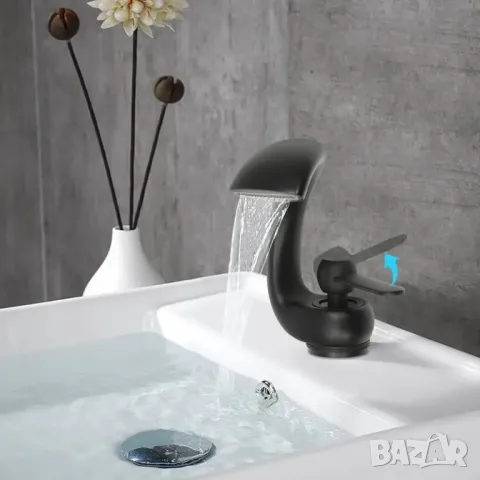 🖤 МОДЕРЕН ЧЕРЕН КРАН ЗА БАНЯ С ВОДОПАДНА ИЗЛИВКА – ЛУКС И СТИЛ ОТ BBConstruction!, снимка 3 - Смесители - 50298279