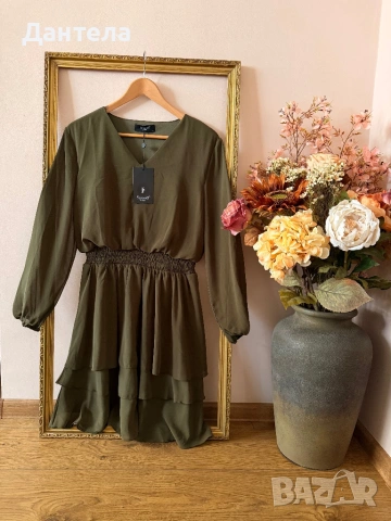 Ефирна рокля Sisters Point в маслиненозелено – шик и стил, снимка 7 - Рокли - 54229342