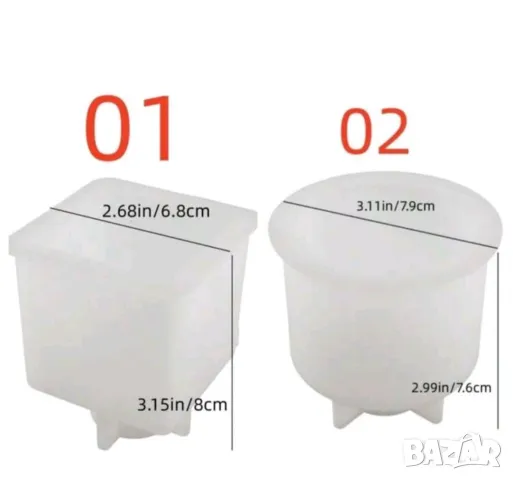 Молд ваза два вида - кръгла и квадратна, снимка 3 - Форми - 49317109