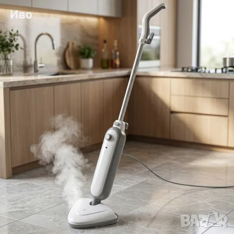 Мощен парен моп 1300W – дълбоко почистване, приставка за килими, почистване без химикали