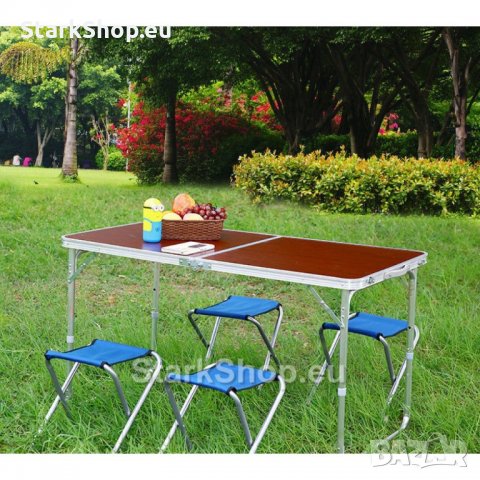  Комплект сгъваема маса за къмпинг с четири стола, снимка 2 - Къмпинг мебели - 30562379