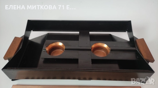 Винтидж уред за затопляне на храна от желязо и мед с дървени странични дръжки, снимка 5 - Антикварни и старинни предмети - 54139972