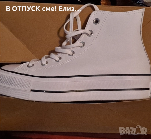Women Converse бели високи кожени кецове Chuck Taylor All Star Seasonal Leather Lift High Top White
