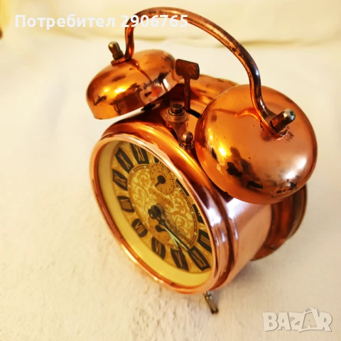 Часовник будилник KIENZLE меден корпус с камбанки работещ, снимка 7 - Антикварни и старинни предмети - 51157049