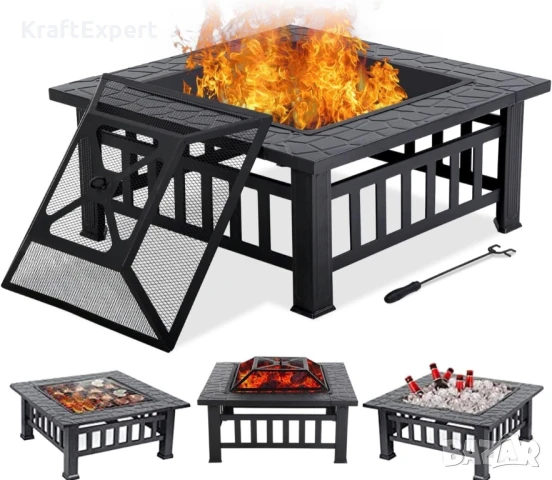 Градинска 3в1 маса ‘Fire Pit’ – BBQ, камина, ледарка, снимка 2 - Градински мебели, декорация  - 50484695