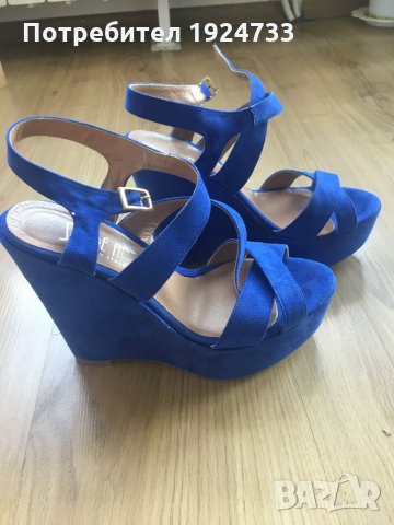 Сини сандали Shoe Art от естествен велур, снимка 1 - Сандали - 22356227