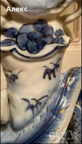 Голяма винтидж Китайска статуетка Гуан Ин– 32см, 1.255кг, снимка 6 - Антикварни и старинни предмети - 53309677