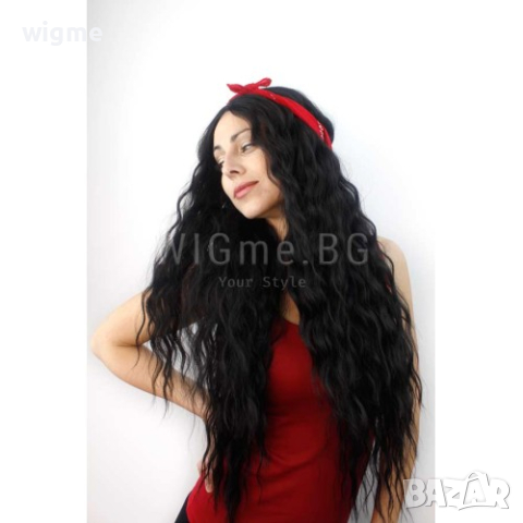 Дълга черна чуплива лейс фронт перука Джулиета, снимка 3 - Аксесоари за коса - 34899753