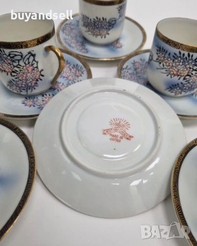 Японски порцелан Кутани, сервиз за кафе, снимка 7 - Сервизи - 54302412