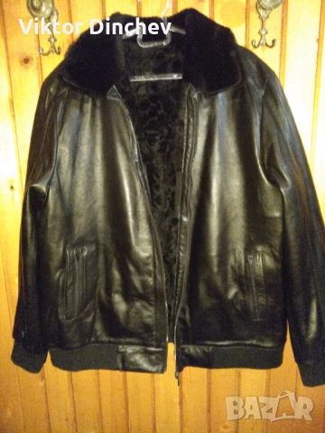 Мъжко зимно черно кожено яке, снимка 5 - Якета - 52503035