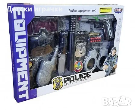 Детски Полицейски комплект с маска, белезници, палка, Уоки токи, снимка 2 - Други - 49990263