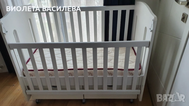 Бебешка кошара от МДФ Felicio + матрак Pierre Cardin, снимка 7 - Кошарки - 53140919