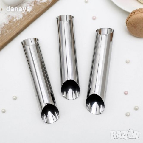 2584 Комплект метални форми за каноли, 3 броя, снимка 3 - Други - 35347901