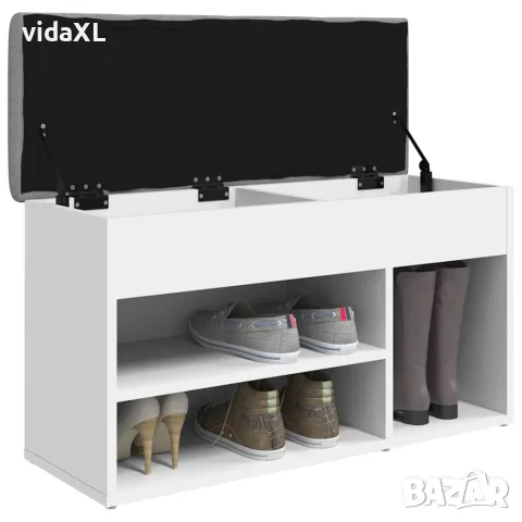 vidaXL Пейка за обувки, бяла, 82x32x45,5 см, инженерно дърво, снимка 4 - Маси - 56148149