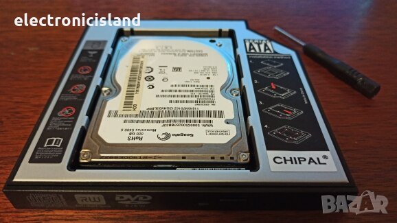 Адаптер Caddy Кади 9.5мм или 12.7 мм SATA III адаптер за втори хард диск / SSD за лаптоп, снимка 9 - Кабели и адаптери - 23417004