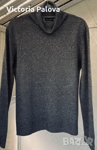 Мек сив пуловер LISA TOSSA  с висока яка, снимка 2 - Блузи с дълъг ръкав и пуловери - 52251240