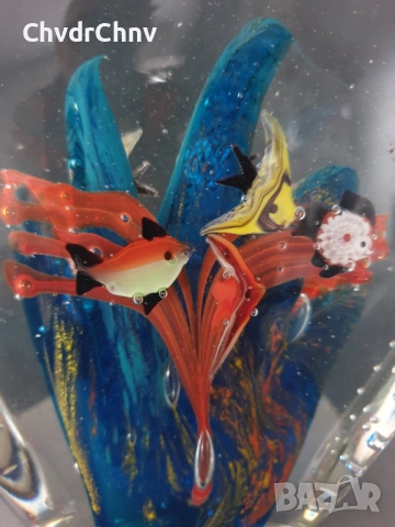 Murano стъклена фигура 18см-3кг/италианска декорация-аквариум от Мурано стъкло, снимка 7 - Статуетки - 52445827