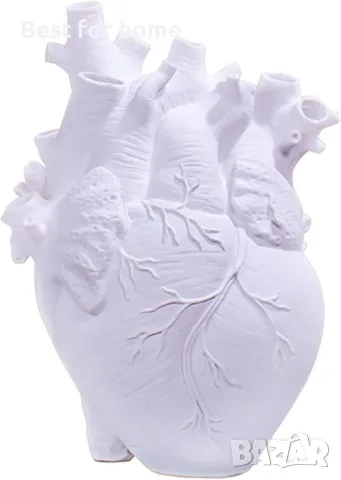 Ваза във формата на бяло сърце ALEFBET, снимка 2 - Вази - 49843113