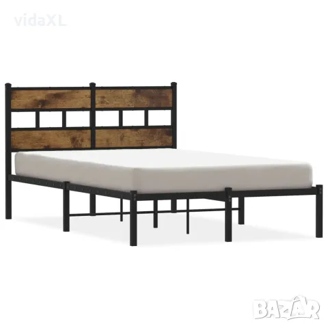 vidaXL Метална рамка за легло, без матрак, опушен дъб, 120x200 см