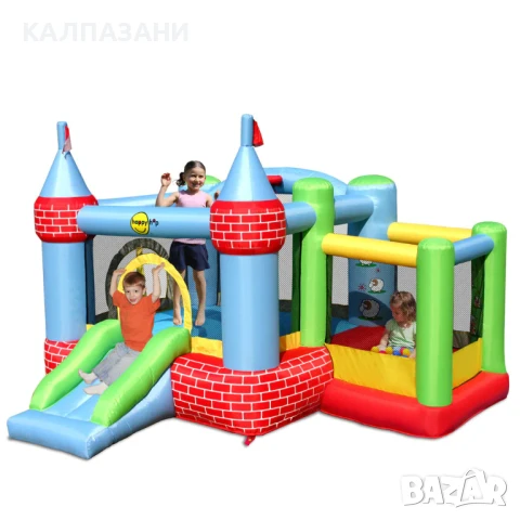 HAPPY HOP Батут замък с пързалка, топки и помпа 325x300x220 9112, снимка 6 - Надуваеми играчки - 50446874