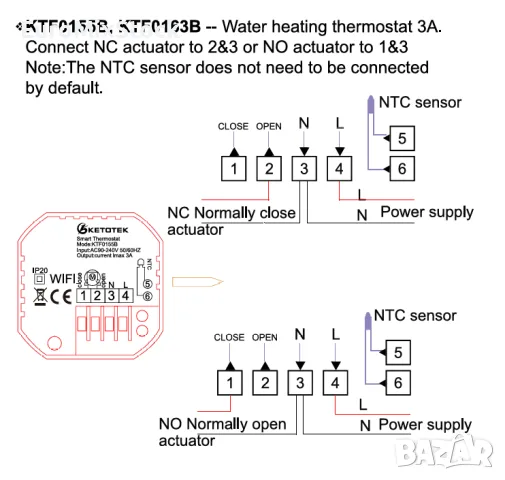 Смарт WiFi Термостат Tuya за Водно Подово Отопление 3A KETOTEK, снимка 4 - Други - 55901966