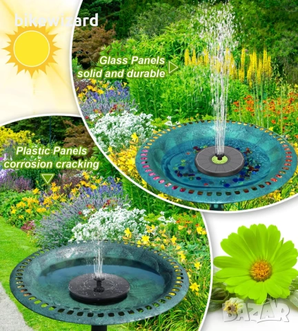 Соларна помпа за фонтан 3.5W със 7 дюзи – черна за градина и езерце НОВА, снимка 3 - Басейни и аксесоари - 53013674