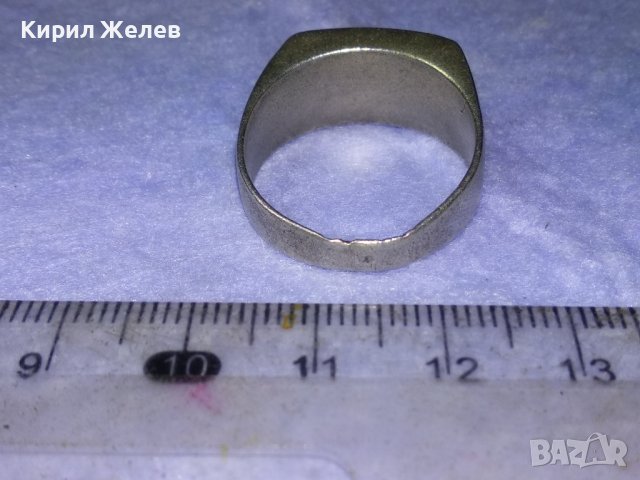 Стар АНГЛИЙСКИ СРЕБЪРЕН РЕТРО АРТ ПРЪСТЕН ОКСИДИРАНО СРЕБРО 925 с РЪЧНО ШЛИФОВАН ЧЕРЕН АХАТ 40628, снимка 11 - Пръстени - 42644202