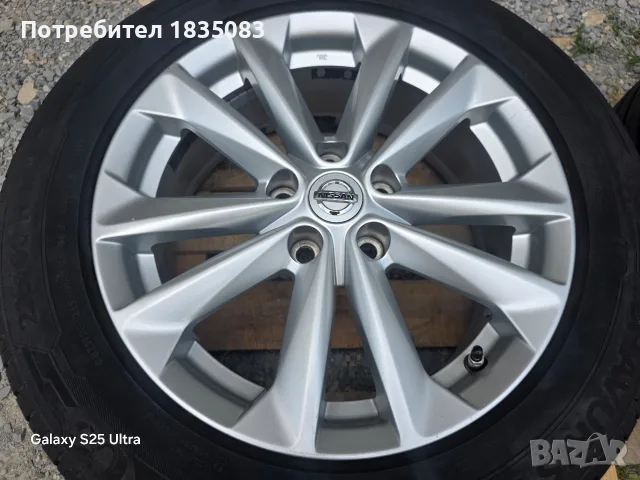 Лети джанти 17ки 5х114.3 Nissan + летни гуми 215/60/17 Barum, снимка 4 - Гуми и джанти - 55842937