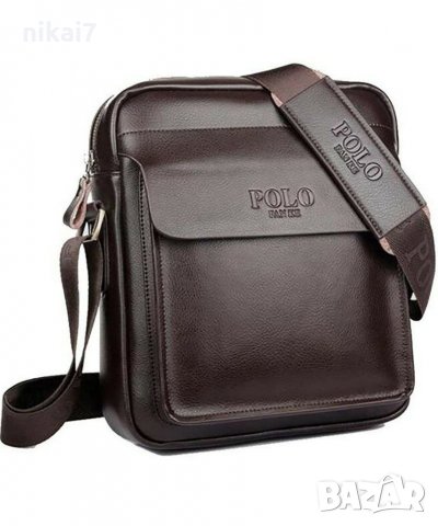 мъжка чанта Polo Fanke кожена функционална цвят кафява/бордо , снимка 1