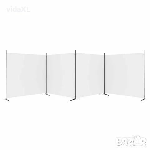 vidaXL Параван за стая, бял, 4 панела, 698x180 см, плат, снимка 5 - Паравани - 56147199