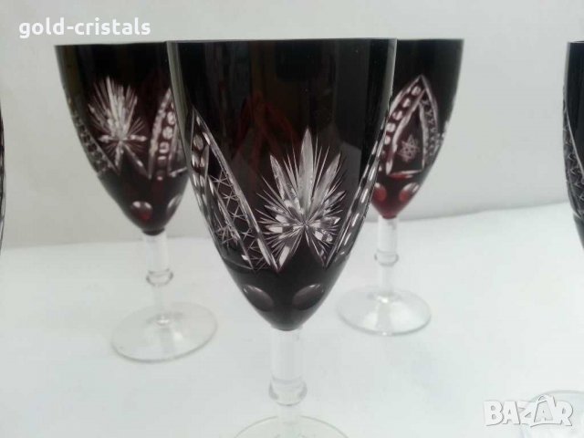 Кристални чаши за вино червен кристал, снимка 4 - Антикварни и старинни предмети - 31060388