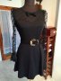 Черна дамска рокля с прозрачни ръъкави на точки, снимка 1 - Рокли - 30703601