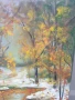 Деница Гарелова 40x30см/малка българска картина масло върху платно/горски пейзаж/есен-зима, снимка 3
