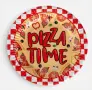 Хартиени парти чинии червени на каре „Pizza Time“ Ø18 см – 12 бр., снимка 1