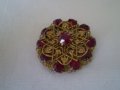 Винтич  брошка жълт метал с  чешки кристал, снимка 5