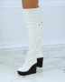 Ботуши на платформа - бяла кожа с черно ходило, снимка 4