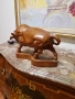 Страхотна антикварна немска дървена фигура статуетка скулптура Бик, снимка 9
