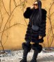 Дамско дълго, Черно палто от Лисица , снимка 1 - Палта, манта - 29648030