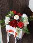 🎀НОВО🎀Бяла чанта със сапунени цветя в бяло и червено за вашите специални поводи🌹🎀🌹, снимка 4
